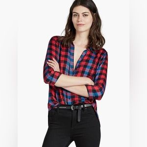 Lucky Brand Red Plaid Back Overlay Button Down Shirt